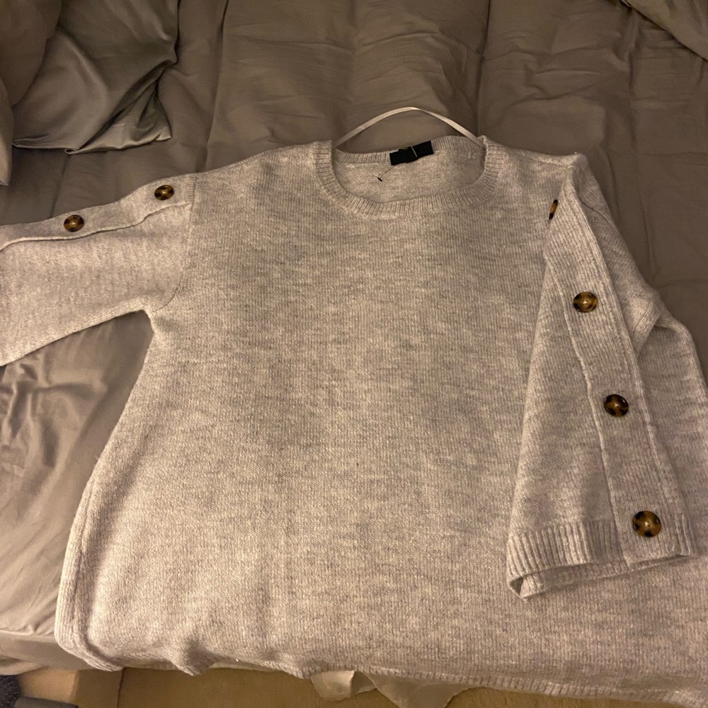 NWOT Lane Bryant button sleeve gray sweater